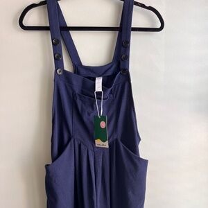 Halara NWT Navy Blue Jumpsuit Overalls Wide-Leg Pockets Size L